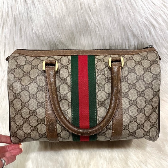 Authenticated Gucci Supreme Web Boston Ophidia Tote Bag Handbag Purse - Picture 5 of 16